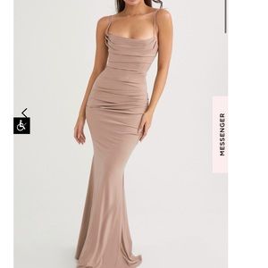 HOUSE OF CB ALMOND JERSEY CORSET MAXI DRESS